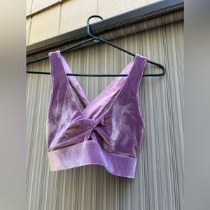 Purple velour sports bra from Fabletics
